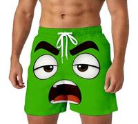 Short Verano Hombre con Estampado 3D de Memes y Caras graciosas Fresco Llamativo rompe el Hielo en Playa o casa