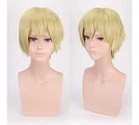 Short Wavy Red Silver Gray Light Golden Yellow Green Pink Purple Orange White Synthetic Hair Bangs Universal Cosplay Wig +Wigcap 29