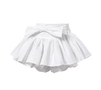 Shorts 140 Niñas Verano Media Falda Puff Cintura Baja A Línea Falda Corta Pantalones Niños, Blanco, 4-5 años
