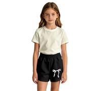 Shorts de Verano para Niñas 2026, Tejido de Punto Holgado, Estampados Divertidos, Pantalones Cortos Transpirables para Uso Diario en Climas Cálidos (Black, 11-12 Years)