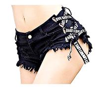Shorts Femenino Mujer Pantalones Vaqueros Strappati Pantalones Cortos Sexy Tirantes Cintura Alta Cordones Femenino Chica Cortos Playa Negro Idea Regalo Original Negro M Corto