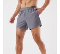 Shorts Gimnasio Hombre con Toallero Posterior Jacquard Shorts(Light gray M) | Toallero izquierdo, cuelga toalla pequeña, limpia sudor fácilmente, manos libres durante ejercicio