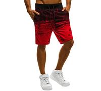 Shorts Hombre - Pantalones Cortos De Primavera De Calle A Juego De Puntos Y Pantalones Deportivos Casuales De Color para Hombre Pantalones Sueltos De Verano para Exteriores para Hombre (Red XL)