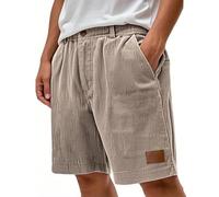Shorts Hombre Tejido De Pana Color Liso con Bolsillo Botón Moda Hombre Verano Pantalones Cortos Transpirable Vintage Chic Único Short Descanso Vacaciones Playa