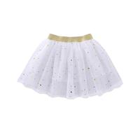 Shorts Jungen 140 Kinder-Tulll-Tutu-Rock mit Glitzerdruck Stern-Prinzessinsin--Partyrock für Mädchen von 1 bis 10 Jahren Shorts Training für Mädchen, Blanco, 3-4 años