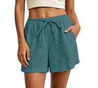 Shorts Mujer Lino Pantalones Deportivos Cortos Pantalón de Verano Algodón Pantalones Cortos de Sudor Pantalón de Lino Short de Gasa Shorts Ligeros Hotpants