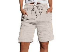 Shorts Running Mujer, Pantalones Cortos Mujer,Casuales de Cintura Alta con Cinturón Verano Bolsillos Cómodos Elásticos Ligeros Transpirables Viajes Pantalones Pantalón