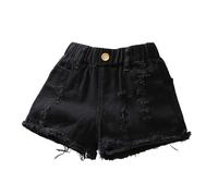 Shorts Vaqueros Finos de Mezclilla para niñas, Holgados, de Moda y Estilo Casual para el Verano. (Black, 160/5xl)