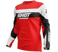 Shot Draw League Maillot de motocross para niños, negro-blanco-rojo, tamaño 10 - 11
