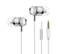 Shot Case Auriculares de Metal para Mando Playstation 4 PS4 con Micro Kit de Manos Libres intrauriculares, Auriculares universales (Plateados)
