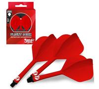 Shot! Darts Flight Deck - Sistema de vuelo y eje de una pieza, reducción de desviaciones, vuelo de forma estándar (350 micras), disponible en juego de 3 (rojo, corto)