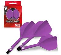 Shot! Darts Flight Deck - Sistema de vuelo y eje de una pieza, reducción de desviaciones, vuelo de forma estándar (350 micras) disponible en juego de 3 (morado, intermedio)