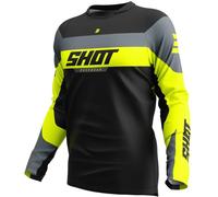 Shot Devo League Maillot de motocross, negro/gris/amarillo, Talla XS