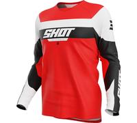 Shot Draw League Maillot de motocross para niños, Rojo/Blanco/Negro, Talla 10/11