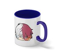 Shoto Todoroki Boku No My Hero academia Anime Blanca taza de café con el borde azul y la manija Mug
