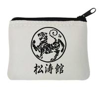 Shotokan Karate Kanji - Monedero de neopreno para caligrafía japonesa, 10 x 11 cm, color blanco, White, Talla única