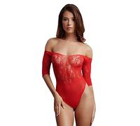 Shots - Le Désir Crotchless Rhinestone Teddy - Rojo 150 ml