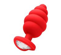 Shots - Ouch! Extra Large Ribbed Diamond Heart Plug - Red 125 ml