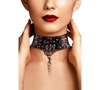 Shots - Ouch! Printed Collar with Leash - Old School Tattoo Style - Black 179 ml
