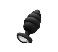 Shots - Ouch! Regular Ribbed Diamond Heart Plug - Black 52 ml
