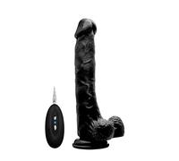 SHOTS RealRock Realistic Cock 10" With Scrotum Negro Dildo Realista Vibrante - 846 gr