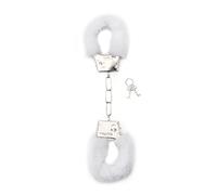 Shots Toys SHT255WHT Esposas de piel para adultos - Piel suave y aterciopelada y metal - Juego de bondage BDSM - Blanco - Botón de liberación rápida y llaves
