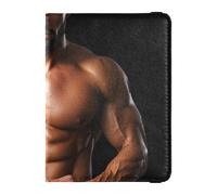 Shoulder Muscle Man - Funda de piel para pasaporte, organizador de documentos de viaje, protector de identificación, tarjeta de vacunación, cartera impermeable, Hombro Muscle Man, 1 size
