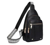 Shoulder Purses Fashionable Pattern Simple Solid Color Layer Large Capacity Zipper Casual Chest Bag 2026(Black)