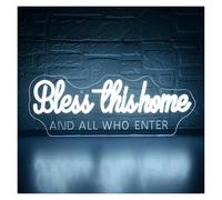 SHOUXI Decoración Lámparas Bless This Home And All Who Enter Letrero De Neón Luz LED Regulable Alimentado Por USB Para Decoración De Dormitorio, Sala De Oración Fiesta 42cmx15.4cm