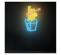 SHOUXI Decoración Lámparas Comida Para Llevar Ramen Señal De Neón Fideos Japoneses Llevó Luz Comida Tienda Decoración De Pared Cocina Ramen Arte De Pared Señal De Neón(Segundo,70X45CM)