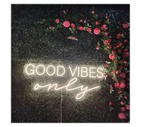 SHOUXI Decoración Lámparas Good Vibes Only Letrero De Neón Decoración De Pared De Habitación Luz Regulable Para Dormitorio Fiesta Cumpleaños Boda 45cm×20.7cm(Warm white)