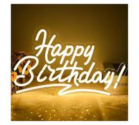 SHOUXI Decoración Lámparas Happy Birthday Letrero De Neón Luz LED Regulable Alimentado Por USB Para Dormitorio Sala De Estar Fiesta Bar Decoración Artística De Pared 16.1inx9.8in
