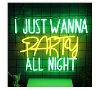 SHOUXI Decoración Lámparas I Just Wanna Party All Night Letrero De Neón Luz LED USB Para Fiesta Graduación, Bar Nocturno, Sala Juegos, Decoración Dormitorio 45.5X35cm