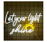 SHOUXI Decoración Lámparas Let Your Light Shine Letrero De Neón Cristiano Para Decoración Pared Sala Oración Jesús Iglesia Religiosa Pascua 43x27.8cm