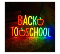 SHOUXI Decoración Lámparas Letrero De Neón Back To School Con Luz Regulable Y Alimentación Por USB Para Decoración De Club Fiesta Escolar Cumpleaños Arte De Pared 40cmx21.5cm