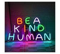 SHOUXI Decoración Lámparas Letrero De Neón Be A Kind Human Luz LED Con Palabra Inspiradora Para Aula, Hogar, Dormitorio, Habitación, Oficina, Inauguración La Casa 42x24.8cm
