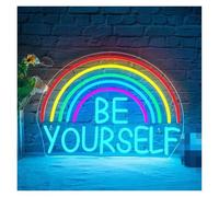 SHOUXI Decoración Lámparas Letrero De Neón Be Yourself Luz LED Arcoíris USB Para Librería, Sala Lectura, Biblioteca, Decoración Dormitorio 15.75x11.4in/40X29cm