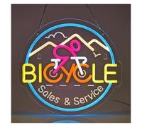 SHOUXI Decoración Lámparas Letrero De Neón Bicycle Sales Service Decoración De Pared Para Tiendas De Bicicletas, Talleres De Ciclismo, Gimnasios 13.39x12.62inch