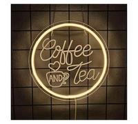 SHOUXI Decoración Lámparas Letrero De Neón Coffee And Tea Con Luz Y Alimentación USB Para Cafetería, Bar, Hogar, Restaurante, Negocio, Decoración De Pared, 28cmx28cm