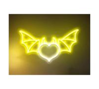 SHOUXI Decoración Lámparas Letrero De Neón Con Forma De Corazón De Diablo, Decoración De Pared Con Forma De Corazón De Alas De Murciélago Para Dormitorio Y Sala De Juegos 43cmх23cm(E)