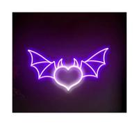 SHOUXI Decoración Lámparas Letrero De Neón Con Forma De Corazón De Diablo, Decoración De Pared Con Forma De Corazón De Alas De Murciélago Para Dormitorio Y Sala De Juegos 43cmх23cm(UN)
