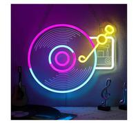 SHOUXI Decoración Lámparas Letrero De Neón Con Forma De Tocadiscos, Regulable Por USB, Ideal Para Decoración De Pared. Perfecto Para Sala De Juegos, Dormitorio, Tienda, Bar O Fiesta 35.8x28.9cm