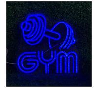 SHOUXI Decoración Lámparas Letrero De Neón Con Forma Mancuerna LED GYM, Decoración Alimentada Por USB Para Gimnasio Y Área Fitness En El Hogar(Segundo,40cmx40cm)