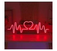 SHOUXI Decoración Lámparas Letrero De Neón Con Latido De Corazón, Lámpara Con Logotipo De Amor, Iluminación Para Bodas, Confesión, Fondo, Decoración De Pared Para Dormitorio, 14cmх42cm(C)