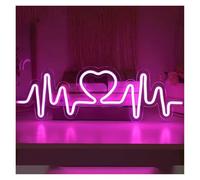 SHOUXI Decoración Lámparas Letrero De Neón Con Latido De Corazón, Lámpara Con Logotipo De Amor, Iluminación Para Bodas, Confesión, Fondo, Decoración De Pared Para Dormitorio, 14cmх42cm(UN)