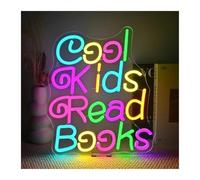 SHOUXI Decoración Lámparas Letrero De Neón Cool Kids Read Books Regulable Para Aula, Habitación De Niños, Sala De Lectura, Arte De La Pared Decoración, 37x32cm