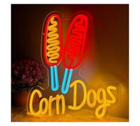 SHOUXI Decoración Lámparas Letrero De Neón Corn Dogs Con Luz Regulable Y Alimentación Por USB Para Restaurantes Cocinas Bares Clubes Hoteles Tiendas Fiestas 33.8cmx39.9cm