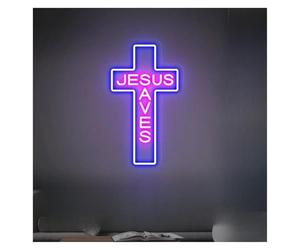 SHOUXI Decoración Lámparas Letrero De Neón Cross Jesue Con Alimentación USB Y Atenuación Para Dormitorio, Tienda, Bar, Sala De Juegos, Boda, Arte De Pared, Decoración 38cm(E)