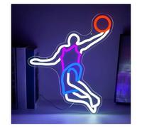 SHOUXI Decoración Lámparas Letrero De Neón De Baloncesto, Luz LED Regulable Para Club Deportivo, Gimnasio, Dormitorio, Bar, Fiesta De Cumpleaños Decoración De Pared 12.28inx14.57in