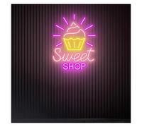 SHOUXI Decoración Lámparas Letrero De Neón De Cupcakes Para Decoración De Pared, Luces De Neón Con Letras De Dulces, Ideal Para Cafeterías, Tiendas, Iluminación Nocturna Comercial(Segundo,80X63CM)